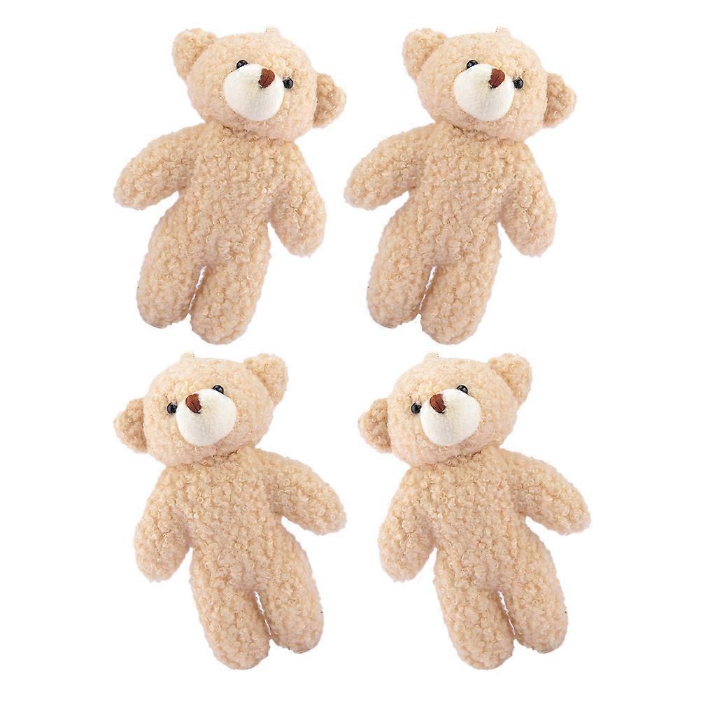 Plush Bear Charms Key Chain for Decoration 8Pcs Beige Stuffed Animals