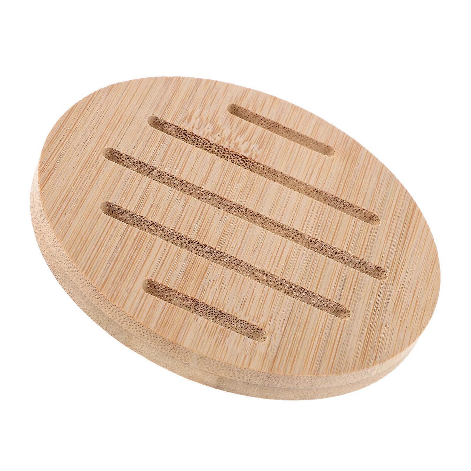 Round Bamboo Coasters Khaki for Table Insulation Made from Bamboo 2Pcs