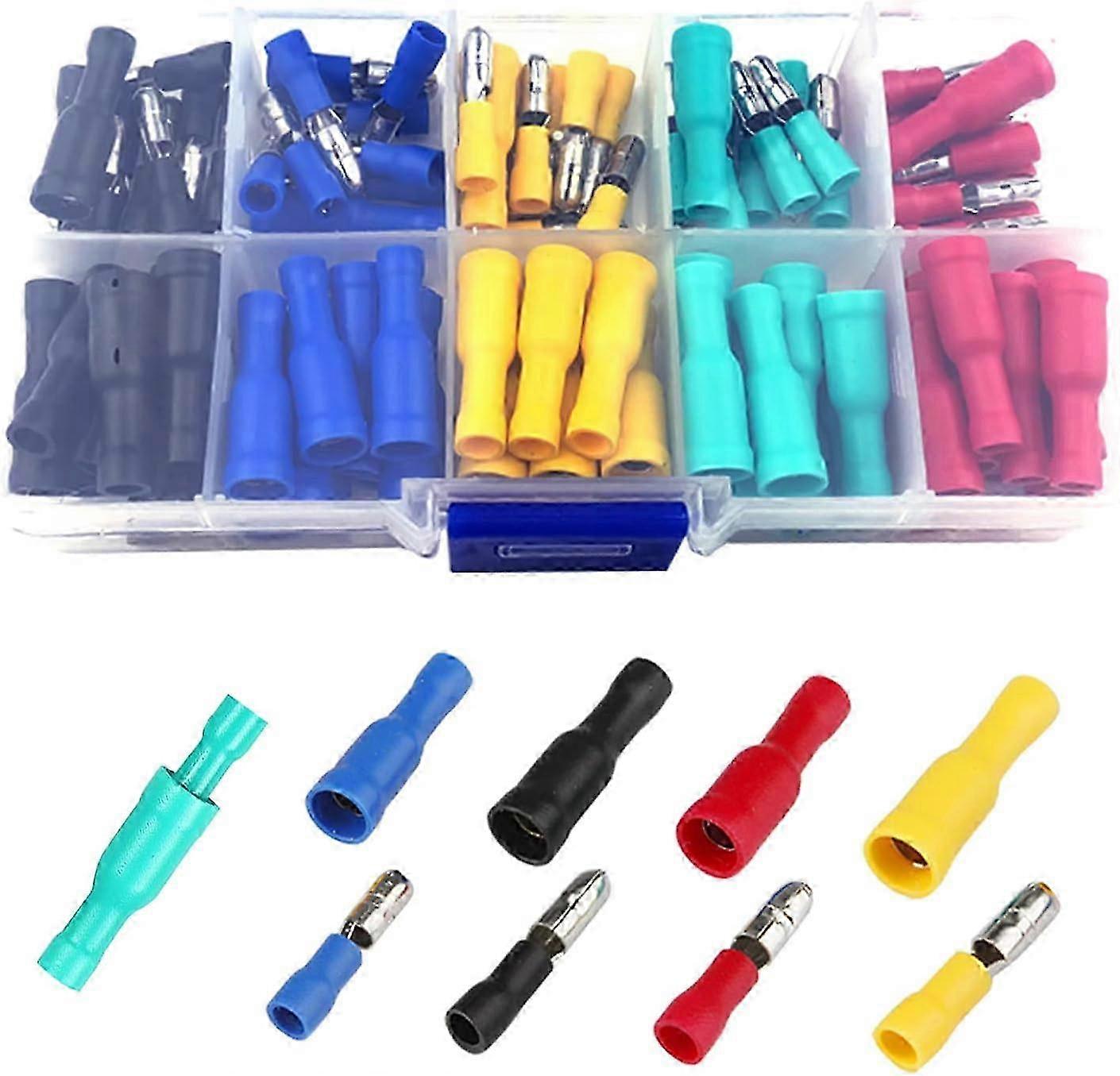 2025 100 Pcs Electrical Lugs Insulated Electrical Crimp Terminals & Connector Kits Automotive Straight Wire Terminal Connectors (3 Different Sizes)