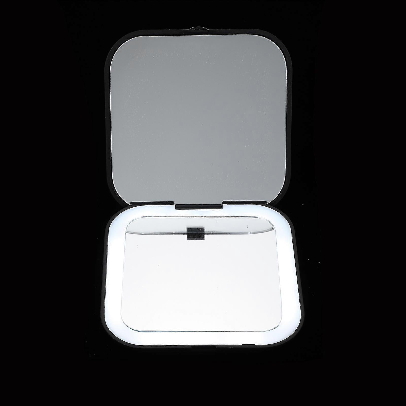Small Makeup Mirror LED Compact Mirror for Travel 4Pcs Set Black