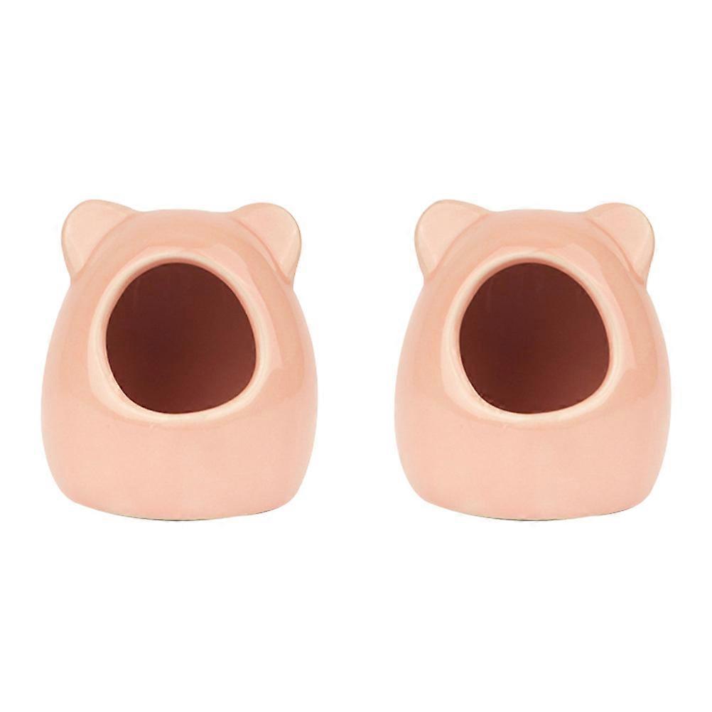 Pink Ceramic Hamster House for Cooling 4Pcs Small Pet Nest