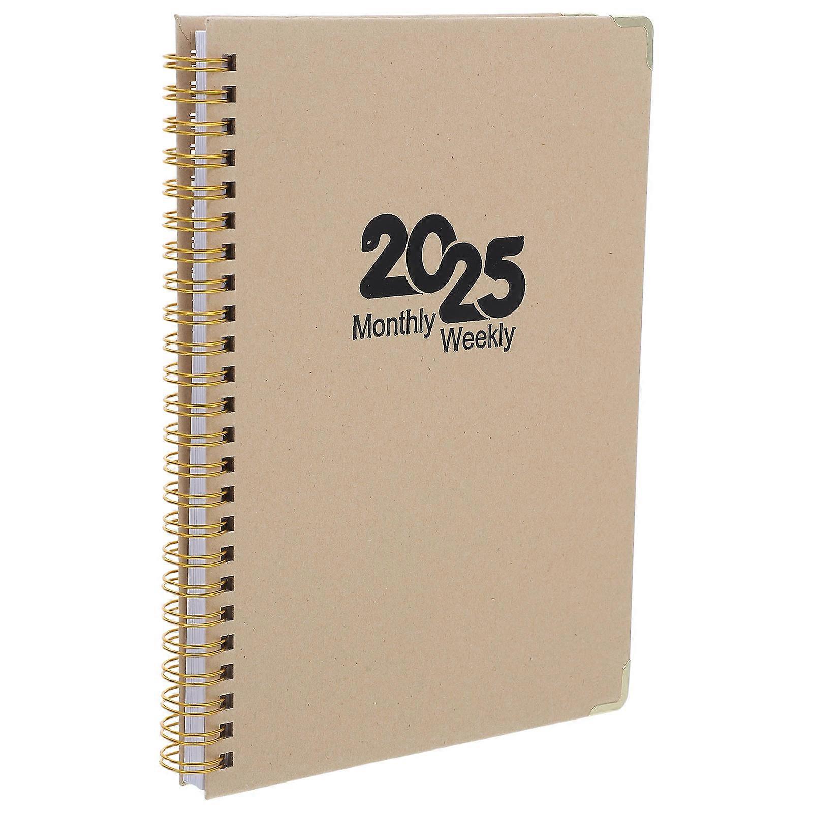 Spiral Kraft Paper Notebook Weekly Planner for Academic and Work Planning 2025