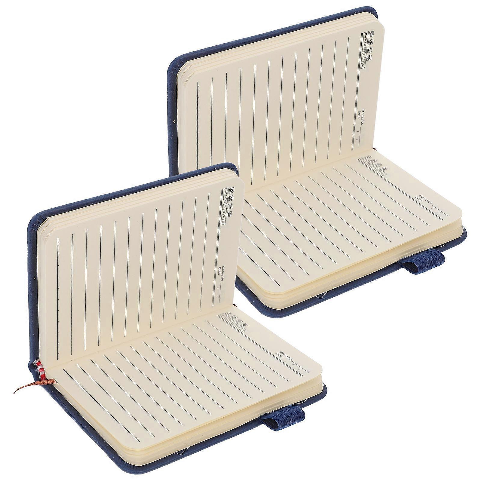 Dark Blue Pocket Notepad Paper PU Material for Students 8Pcs