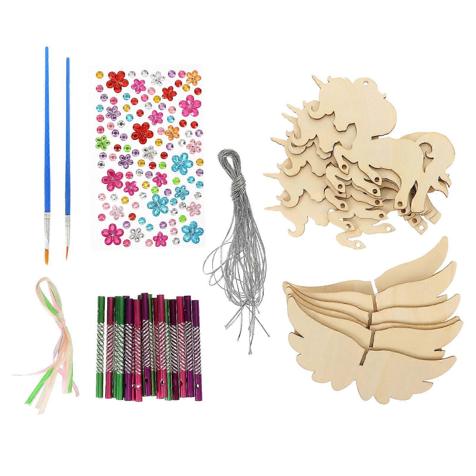 Wood Wind Chime Set for Decoration 4Sets Khaki Color DIY Materials