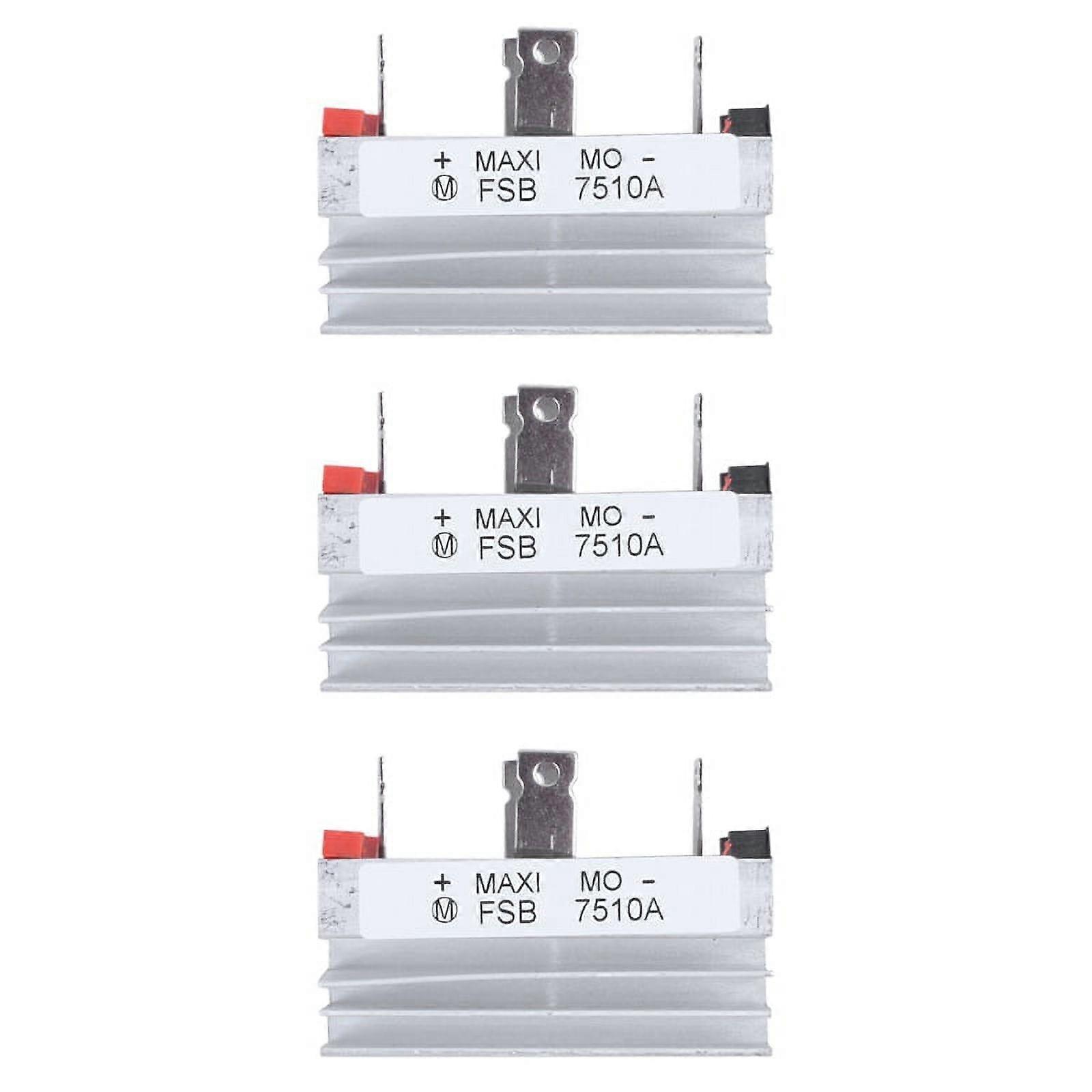 3X Aluminum Heatsink Base Single Phase Bridge Rectifier Diode 75A 1000V