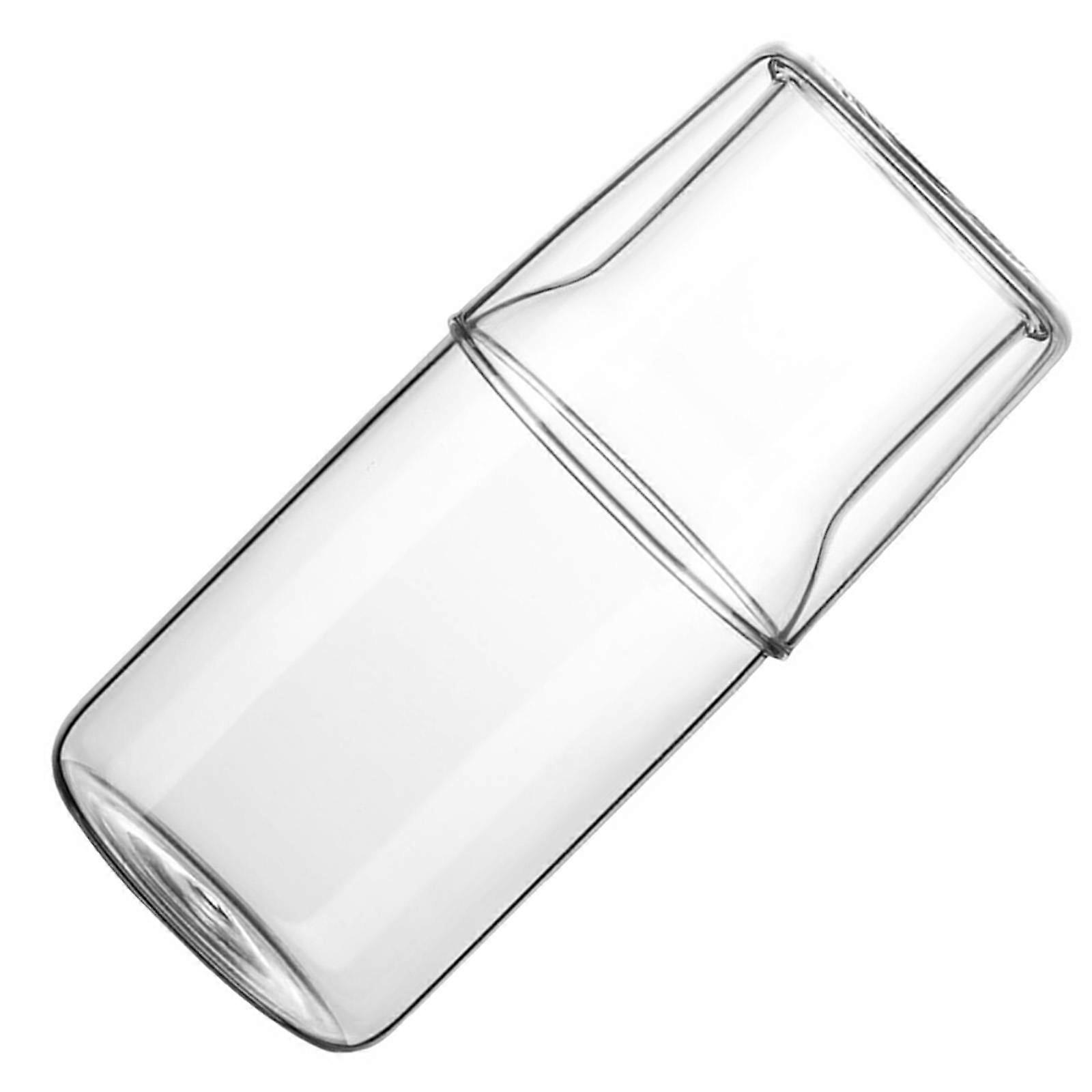 Household Bedside Carafe Transparent Water Carafe Multi-Function Glass Bottle 2Sets