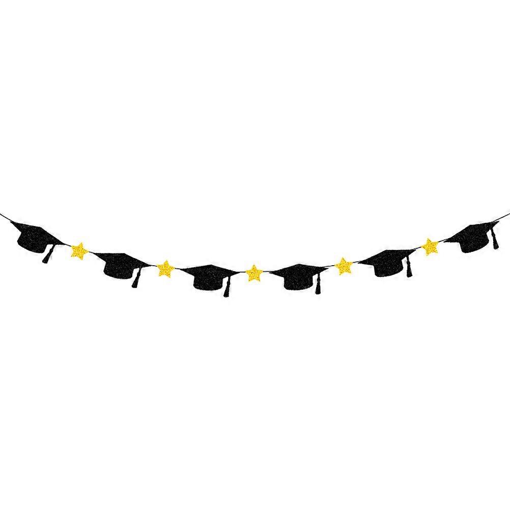 Doctorial Hat Banner for Decoration 3Pcs Creative Graduation Pull Flag