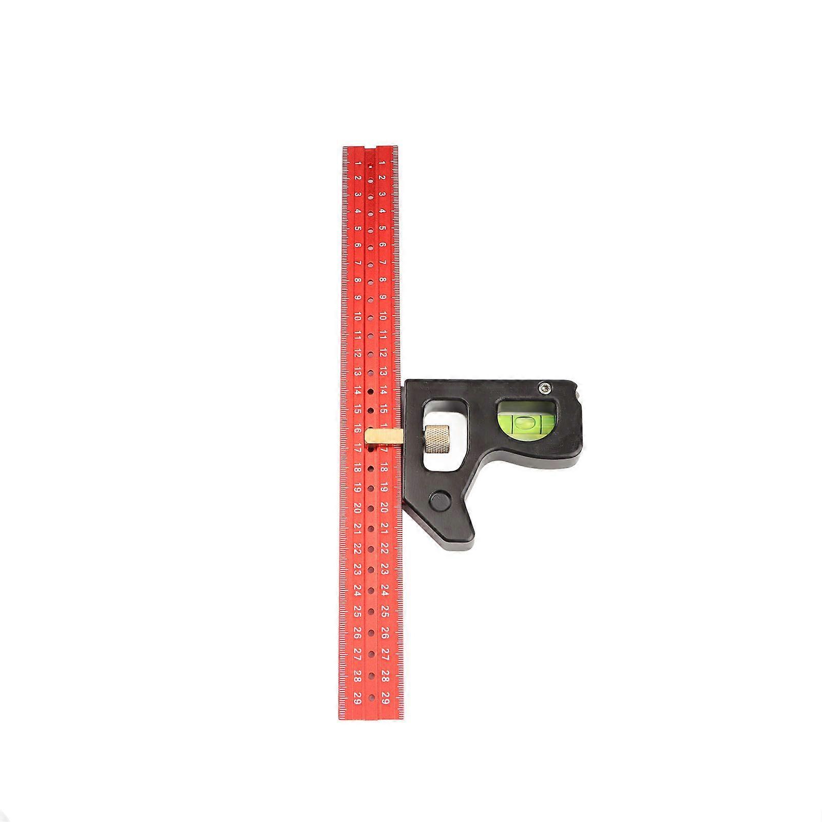 300mm Multifunctional Ruler 45 90 Degree Angle Woodworking Marking Line Scribing Tool with Level Bubble Aluminum Alloy