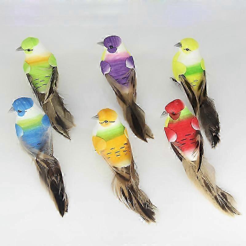 Set of 6 Realistic Artificial Birds for Garden and Home Ornaments