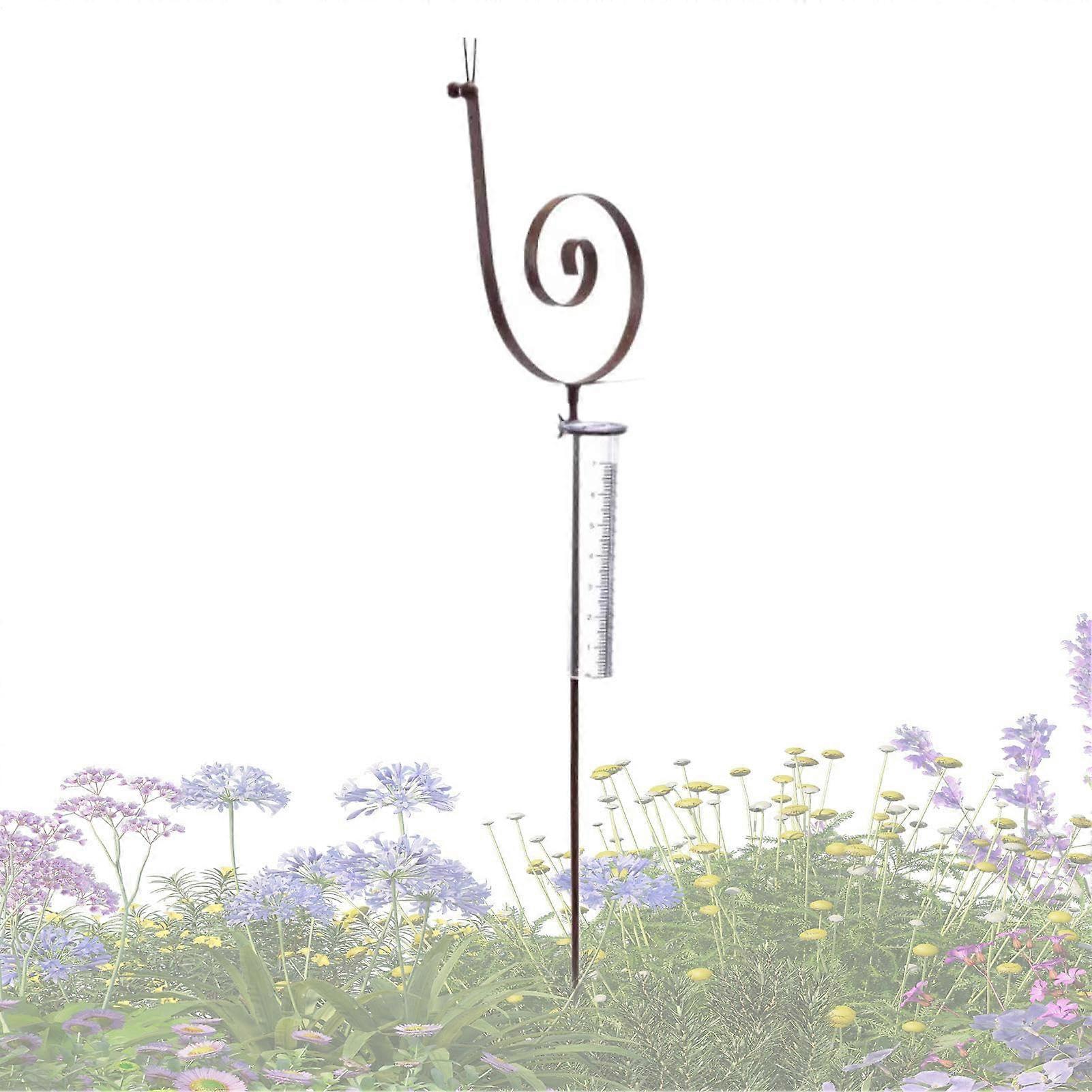 Snail Stake Rain Gauge Decorative Outdoor Snail Statue EasyToRead Rain Measure Stake For Patio Lawn Balcony