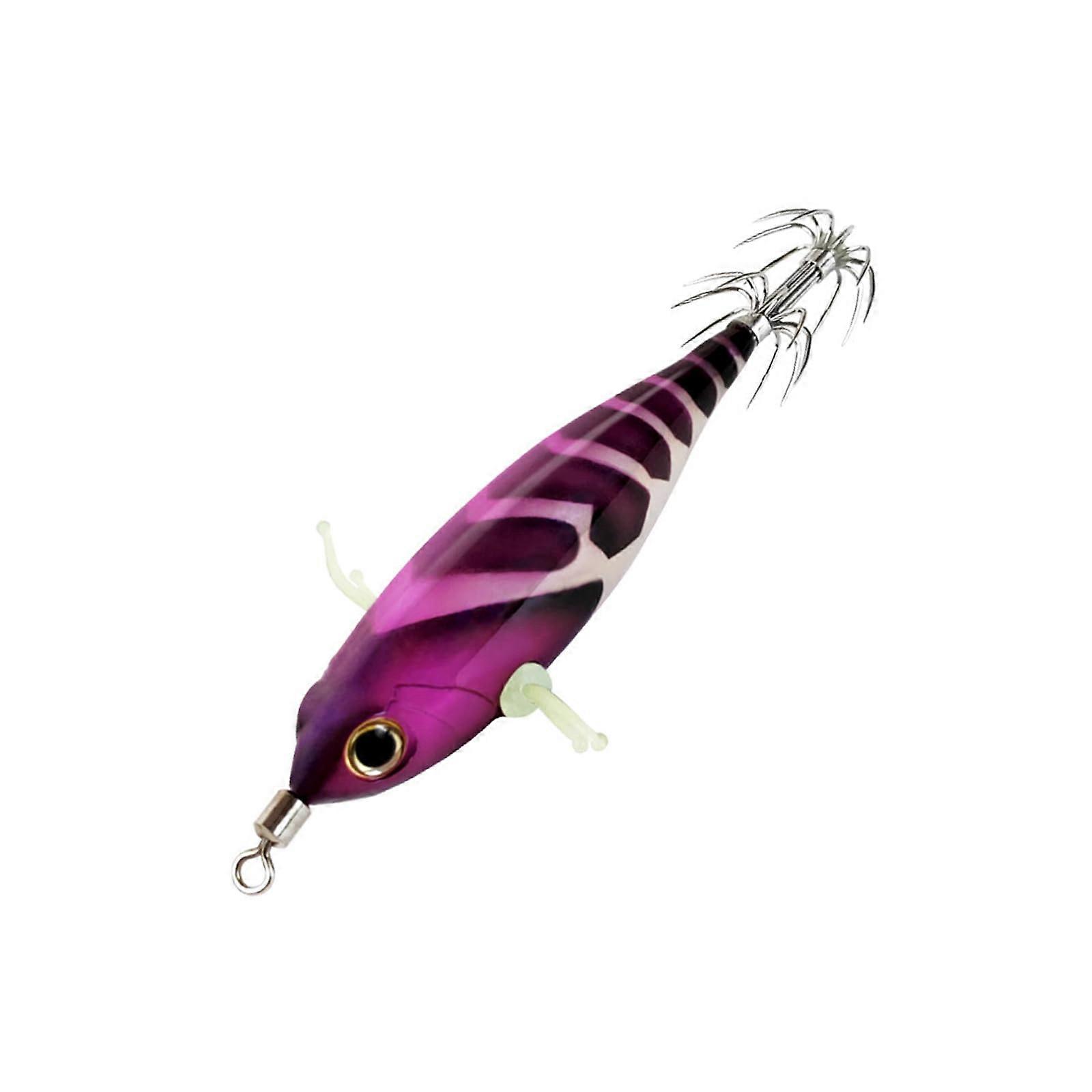 Artificial Squid Jigs 5.5cm Purple Glow Shrimp Lures With Sound Beads Saltwater Fishing Hooks Hard Baits Waterproof