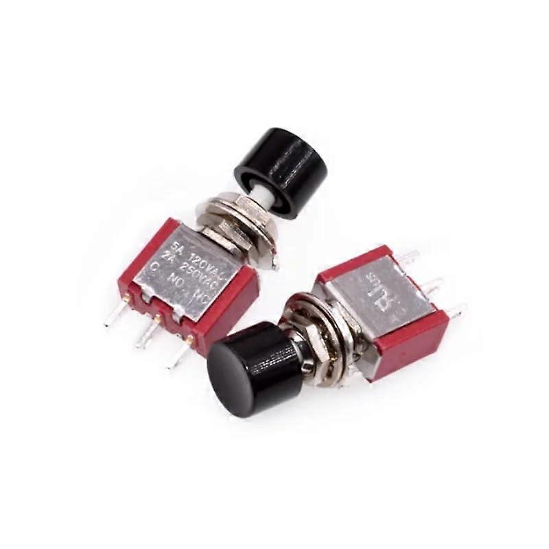 3Pin 6Mm Momentary Push Button Switch Black Auto On(On) 2A 250VAC / 5A 120VAC 5Pack