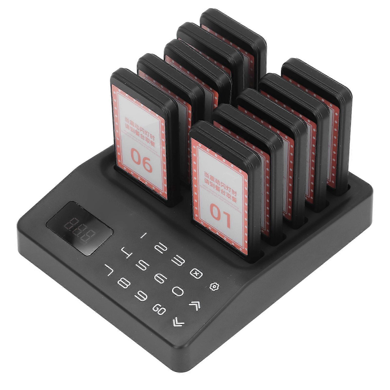 Wireless Calling System 1 Base 10 Pagers 1000m Range EU Plug