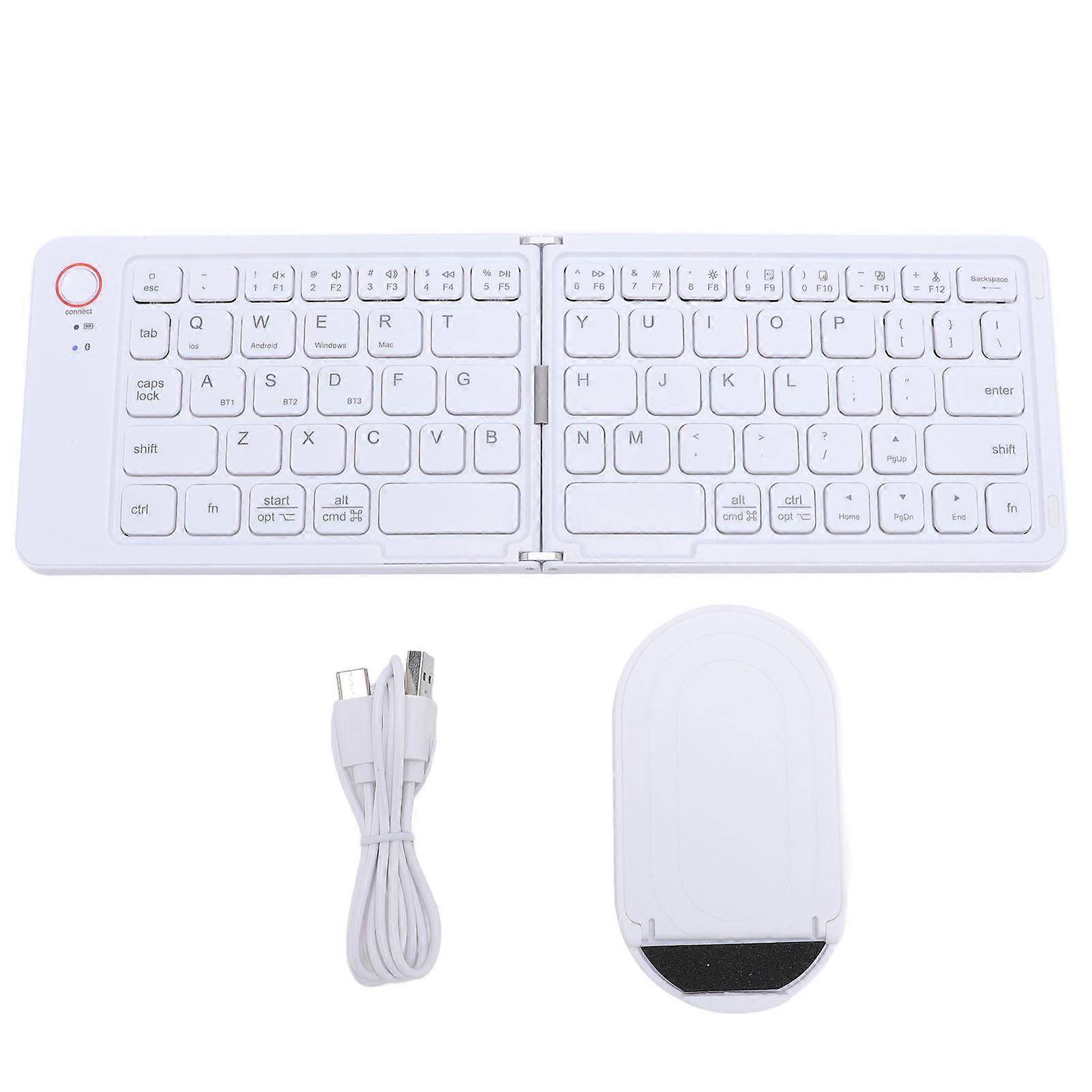 Foldable Bluetooth Keyboard 67 Keys Rechargeable Slim Portable Wireless Keyboard White