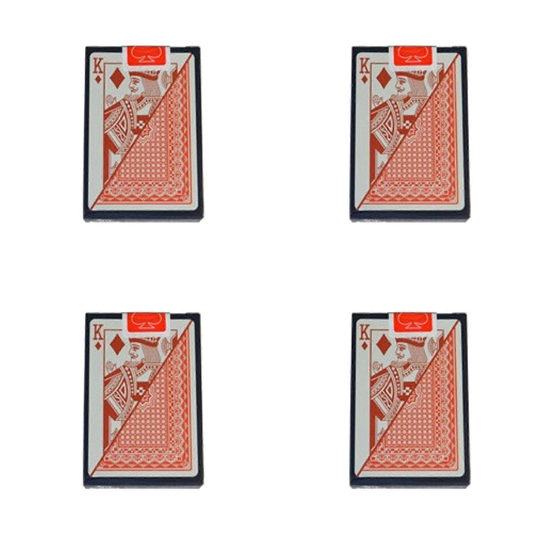 4X Multiplayer Game Card Creative Box Packed Waterproof Texas Playing Cards Plastic Durable Poker Magic Tricks Tool,Red