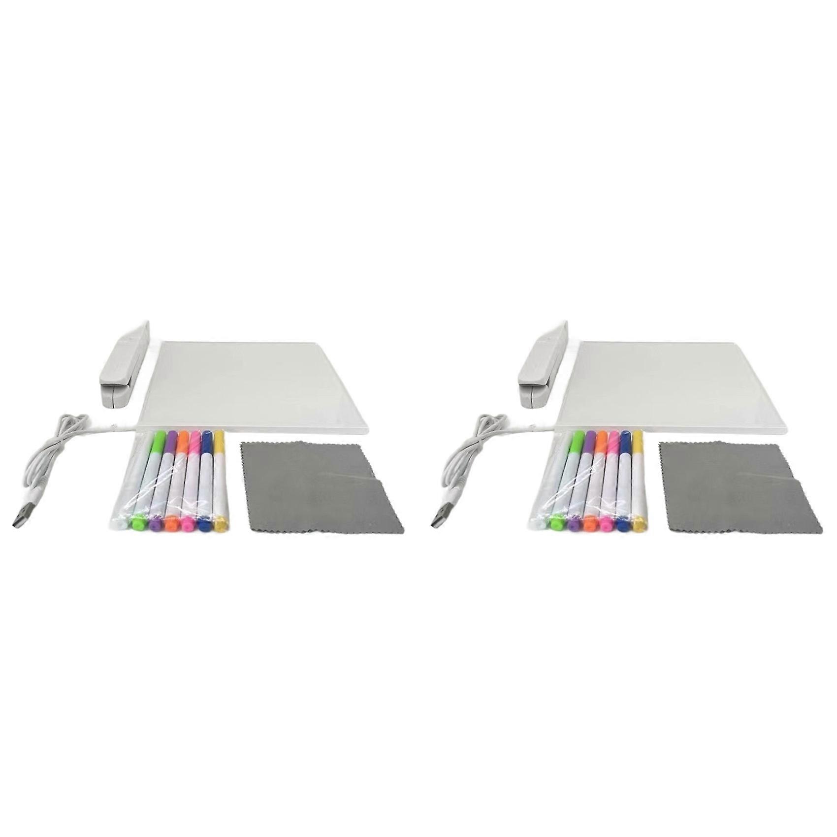2X Acrylic Dry Erase Board with LED Light, Dry Erase Board with Stand As A Memo Letter Message Board