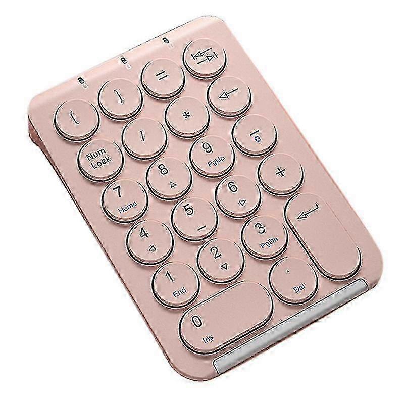 25-26 Wireless Number Pad Bluetooth Numeric Keypad Round Keycaps Numpad 22 Keys Rechargeable Number Keyboard(-Pink)