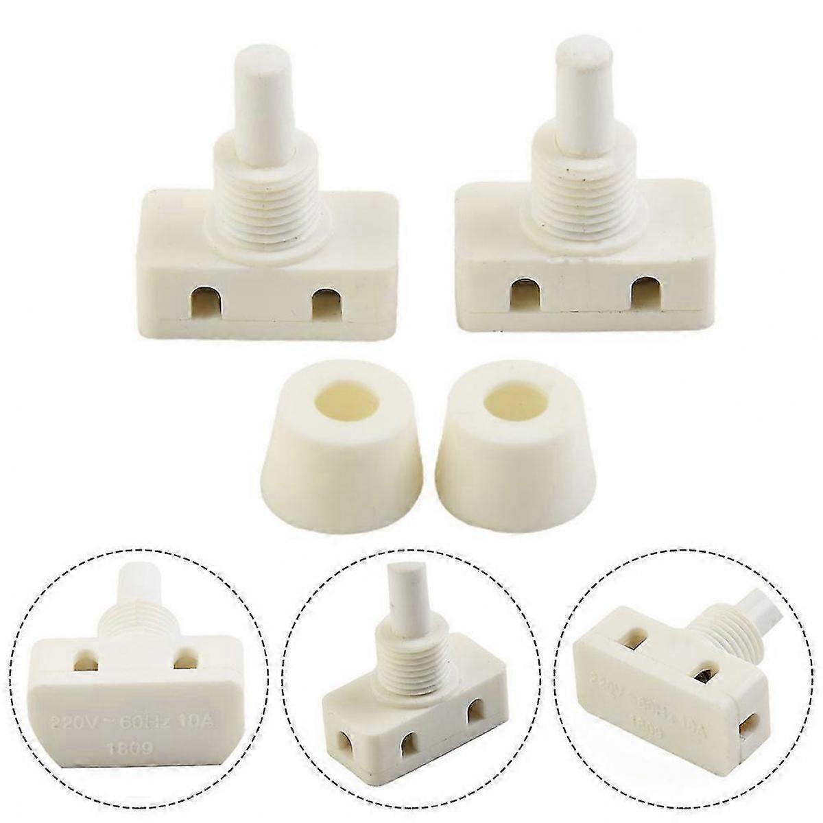Switches 2A 250V ON-OFF Plastic Push Button Switch Lamp Switch Self-locking White 10mm Desk Lamp Button Switch Home Improvement