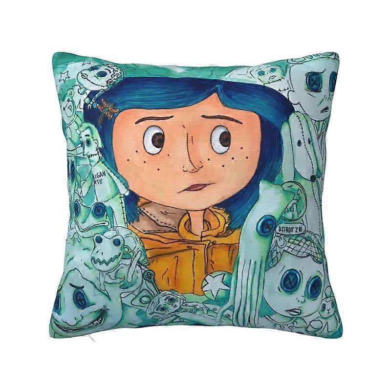 c352カスタムホラーハロウィーン映画コララインクッションカバー45 * 45cmポリエステルスロー枕カバーホーム装飾寝具ソファ枕カバーkjs352