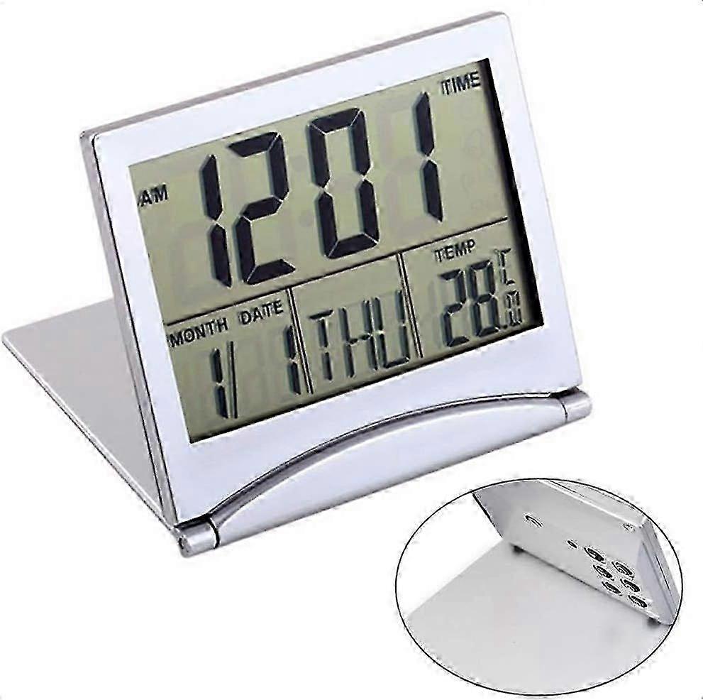25-26 Alarm Clock MT-033 LCD Display Portable Folding Digital Travel Alarm Clock