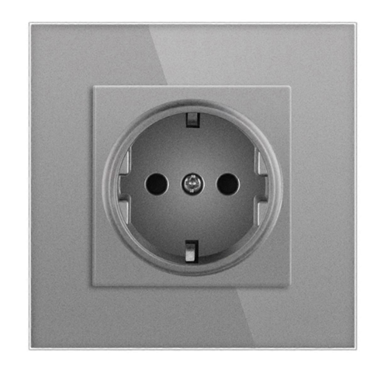 Mechanical Button Switch 1/2Gang 1Way Light Switch Wall Electrical Socket TV CAT6 Socket Glass Panel Switch