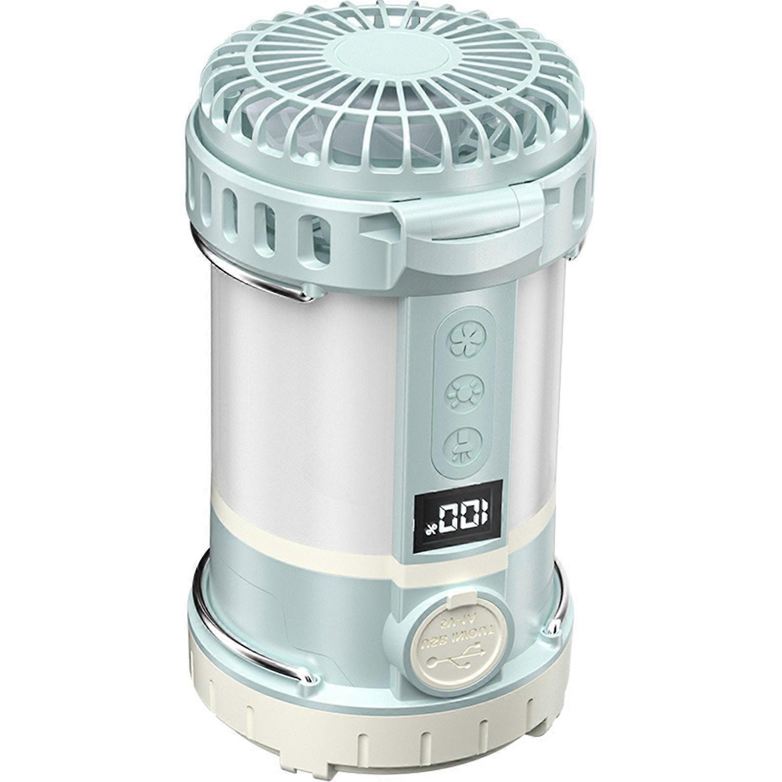 Rechargeable Camping Fan Light with LCD Display 3 Speed Adjustable Cooling Fan Portable Outdoor Tent Lights for Hiking Multicolor