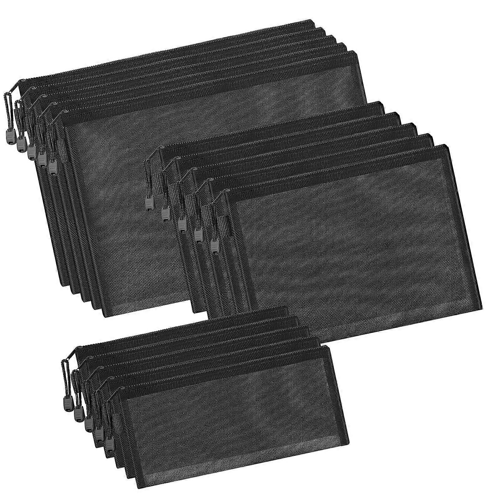 15-osainen musta verkkomainen kosmetiikkalaukku, tyylikäs ja kannettava meikkijärjestäjä naisten matkoille ja toimistolle, välttämätön monivärinen