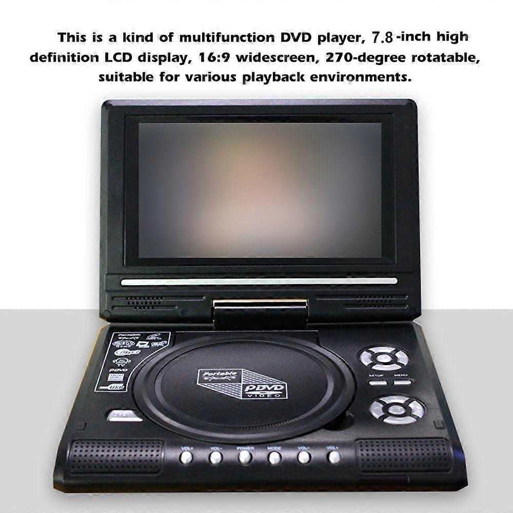Carevas 7.8" HD LCD Portable DVD Player with Accessories Included, Multicolor