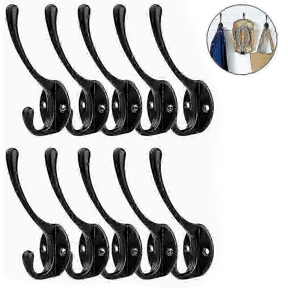 10 Pack Rustic Coat Hooks Wall Mounted Heavy Duty Dual Hooks Retro hwy