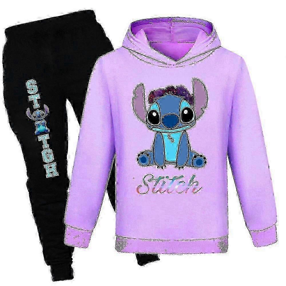 Kids Lilo And Stitch Hoodie Long Sleeve Tracksuit Set Sweatshirt Tops Pants Outfits Boys Girls -NMAOV