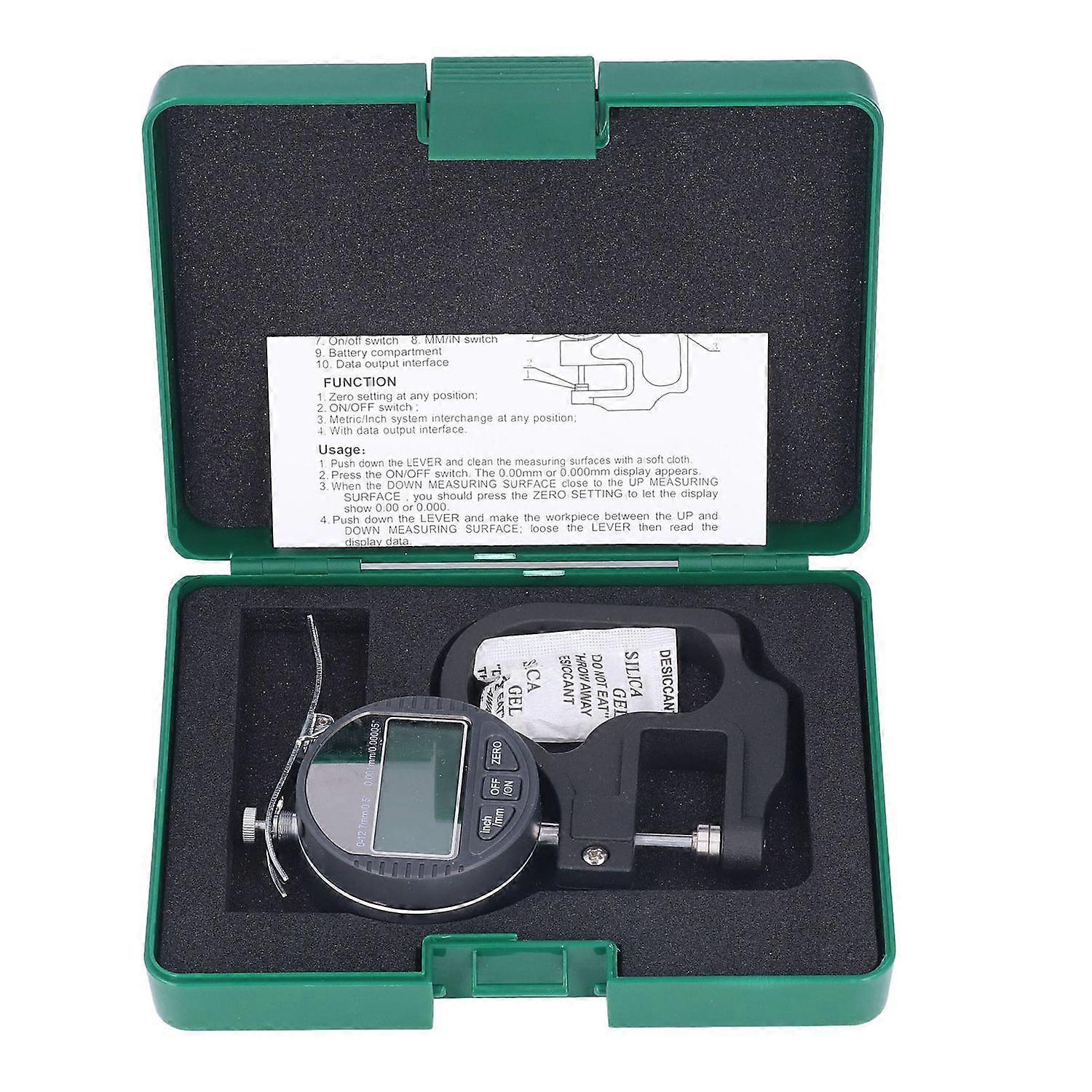 Thickness Gauge LCD Digital Display Micrometer Meter Accurate Measuring Tool for Paper Film 0‑12.7mm