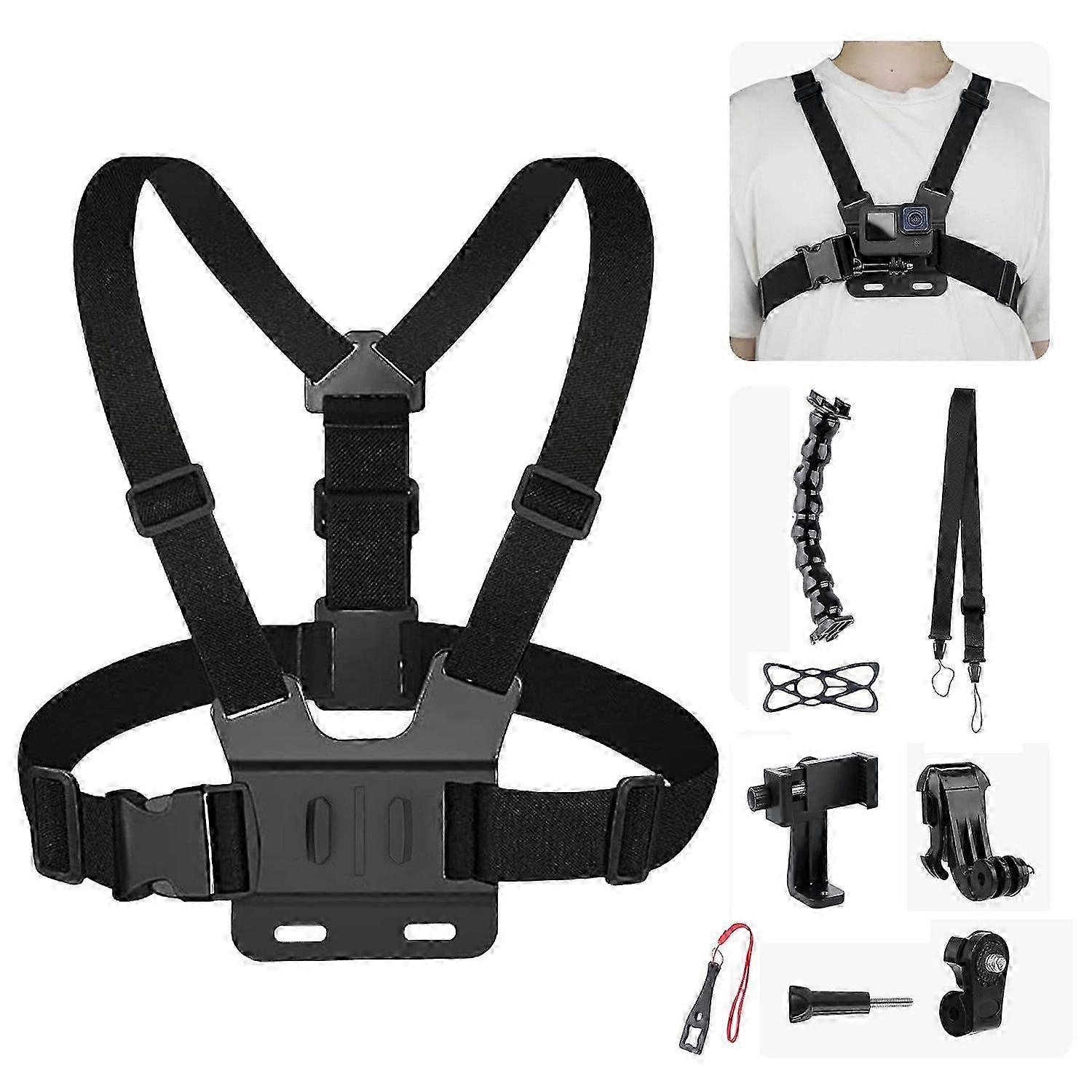 Cell phone chest strap with carrying strap, comes with extension bar for secure fit and easy access