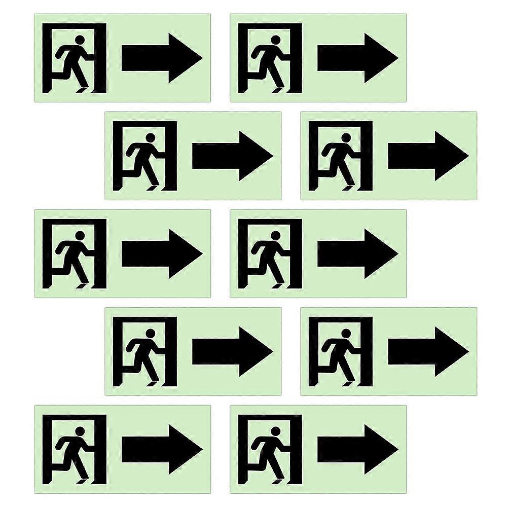 Glow in The Dark Exit Sign Directional Sticker for Fire Exits 10Pcs