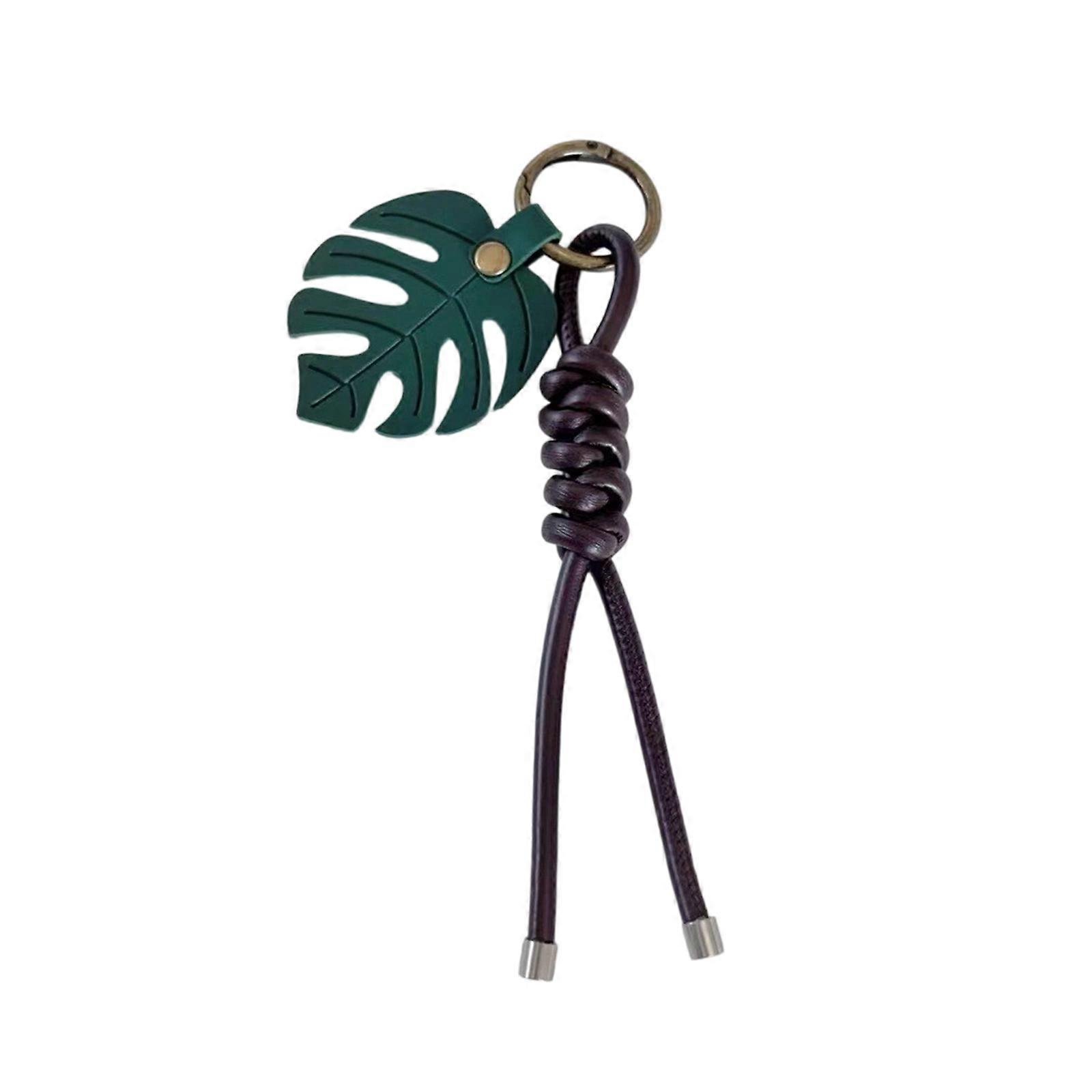 Versatile Leaf Shaped Leather Ornament Multifunctional Bag Charm Key Accessory Multicolor