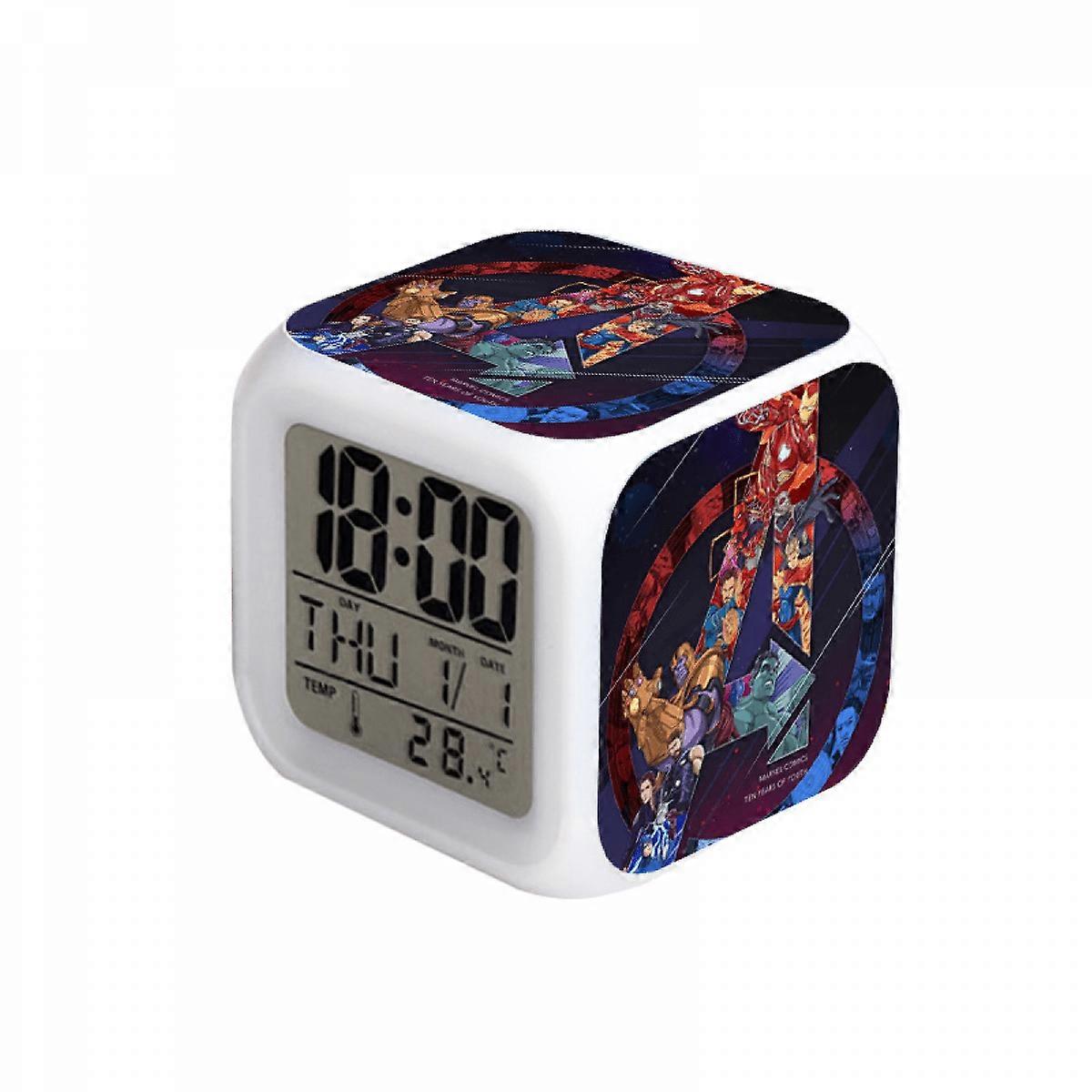 LED Alarm Clock with Super Hero Pattern, Glowing Digital Table Clock for Kids & Adults, Compatible with HTNL#434 - Birthday Gift