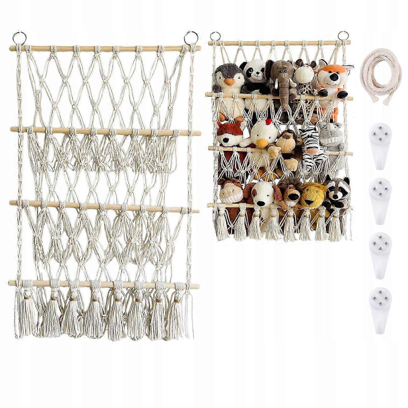 Three-tier Macrame Toy Organizer And Macrame Toy Hammock