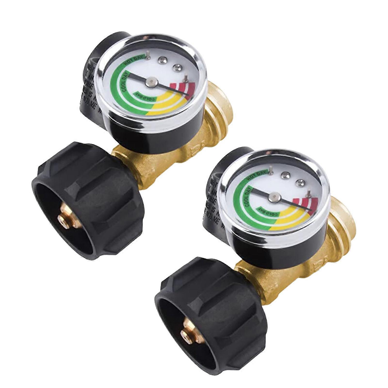 Automatic Shutoff Propane Gauge Adapter Weather Resistant Tool Free Assembly Universal Compatibility for Gas Tanks Use Multicolor