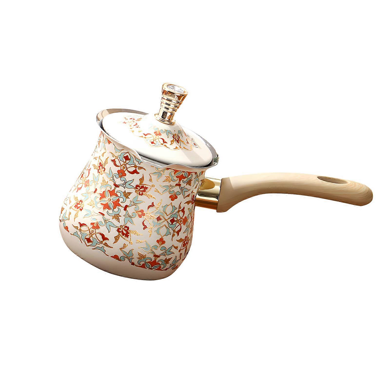 Rustproof Turkish Coffee Pot With Comfortable Wooden Handle Quick Brewing Design For Home Office Multicolor