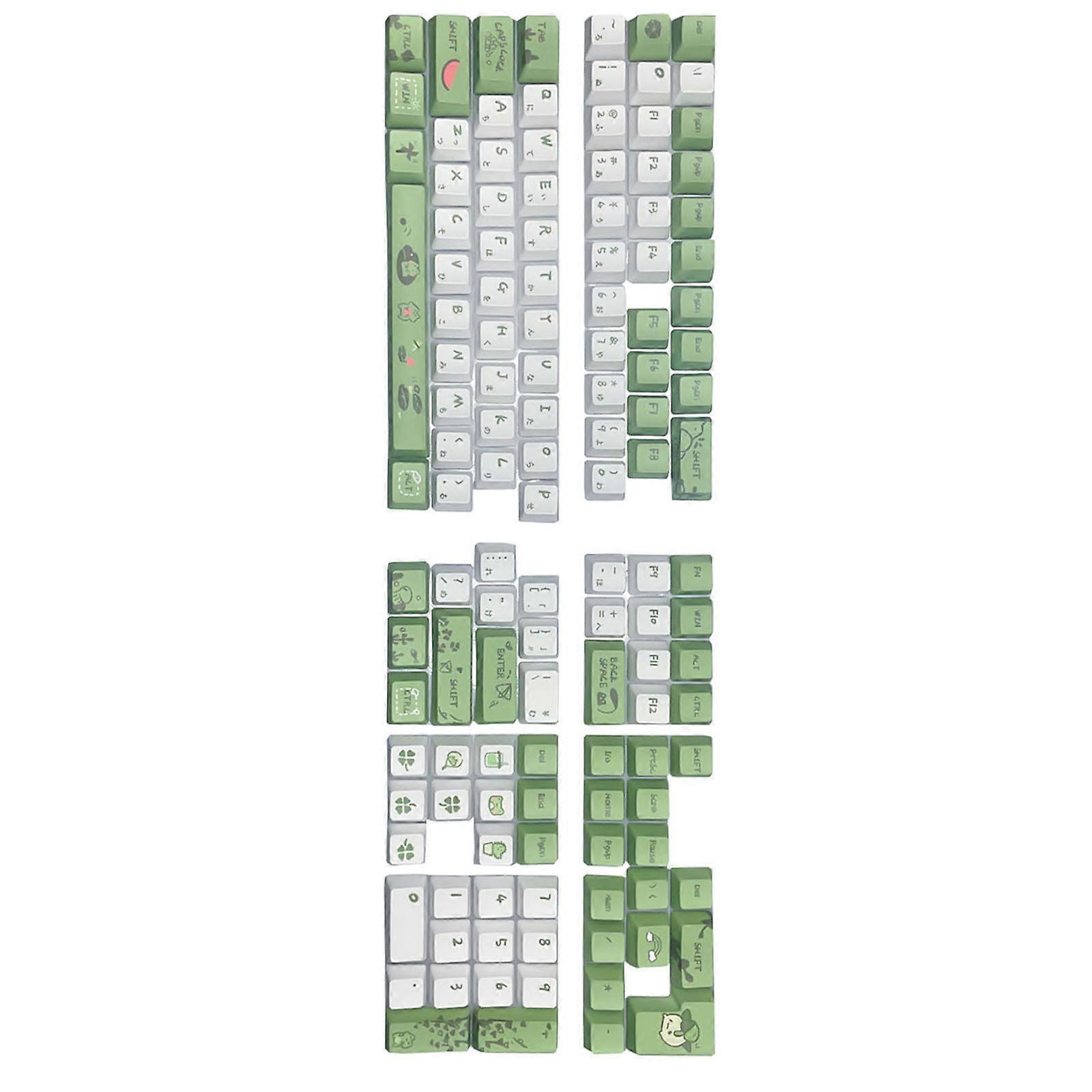 Japanese Keycap Frogs Theme Keycaps Set,XDA/OEM Profile PBT Dye Sublimation for 61/64/68/87/98/104 Mechanical Keyboard Multicolor