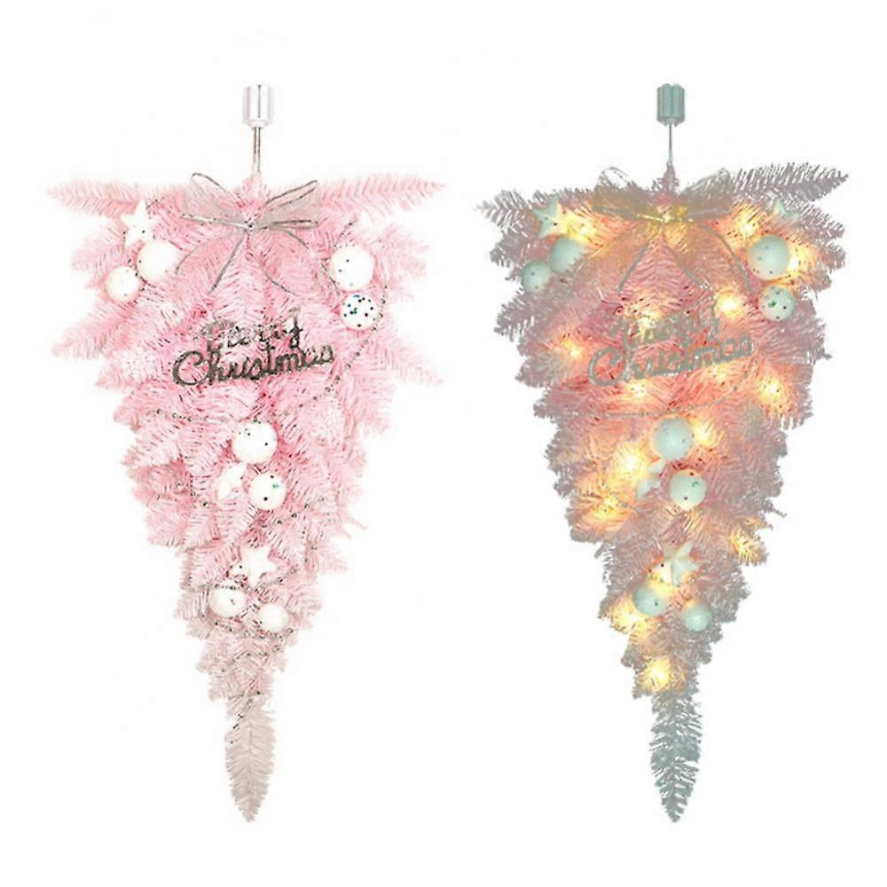 23.6" Christmas Stair Swag, Artificial Teardrop Swag, Pink Upside Down Tree Decoration, compatible with stairway trim