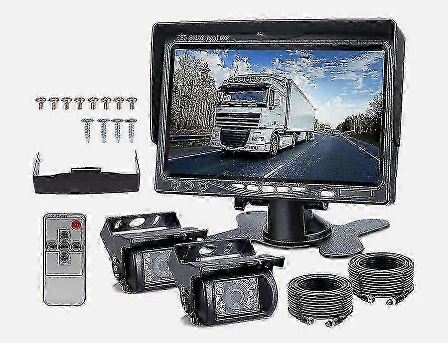 Car Reversing Camera 4Pin + 7" LCD Monitor for Truck, Bus, Van Rear View Kit