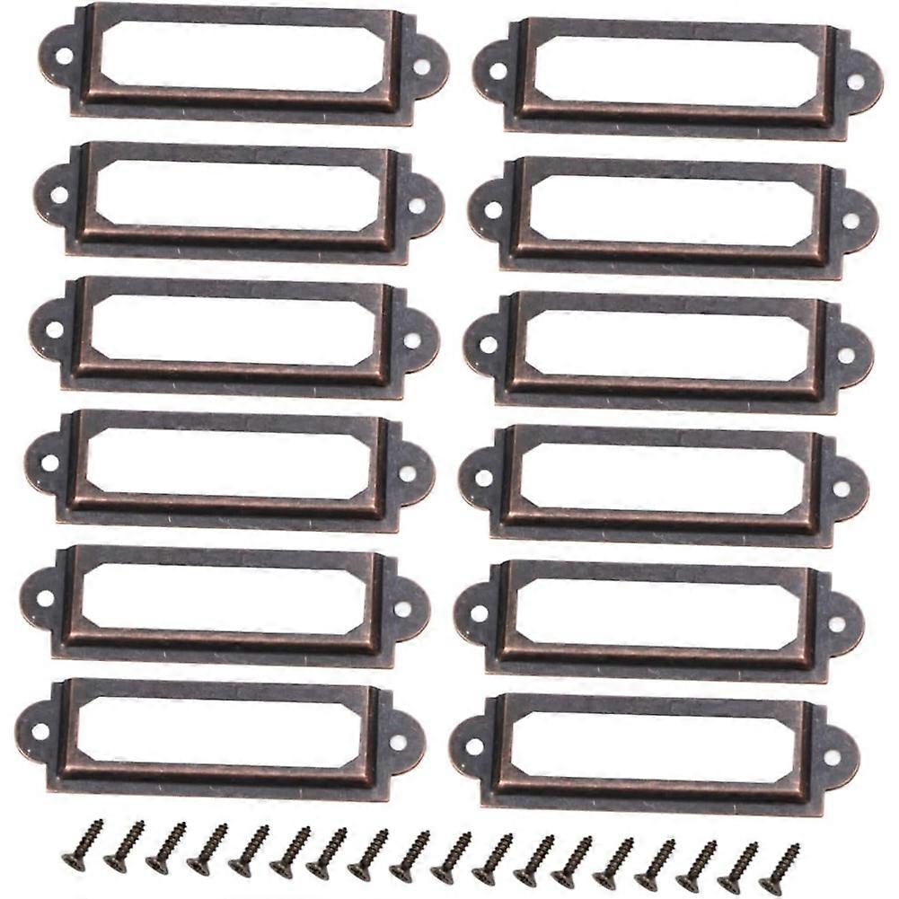 25pcs Retro Metal File Drawer Tag Labels Pull Labels Holder Tag Holder Drawer Accessories Screws for Cabinet Office