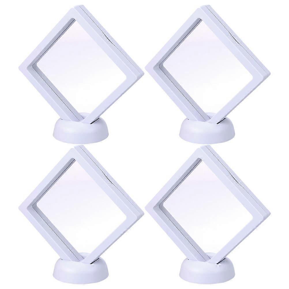 8pcsシンプルなジュエリーの陳列箱創造的な宝石陳列棚のジュエリーショップモールのためのジュエリーショーケース - ホワイト(4pcs陳列ケース+ 4pcsラウンドベース)