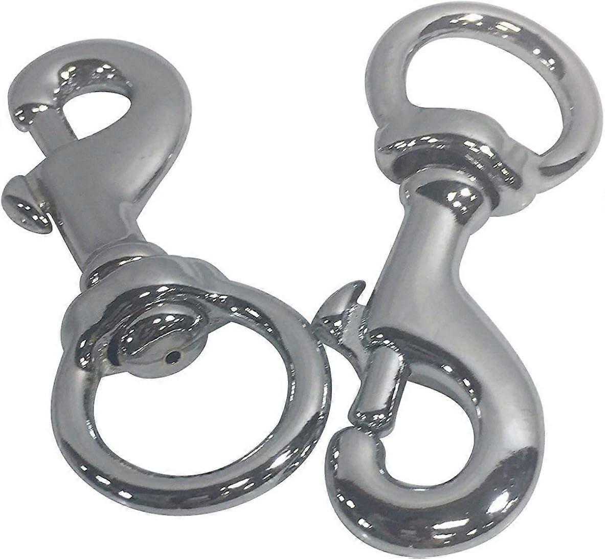 Set of Two 3" Chrome Brass Flagpole Snap Clips with Swivel Eyelet, compatible with Halyard Rope - Durable Brass Construction