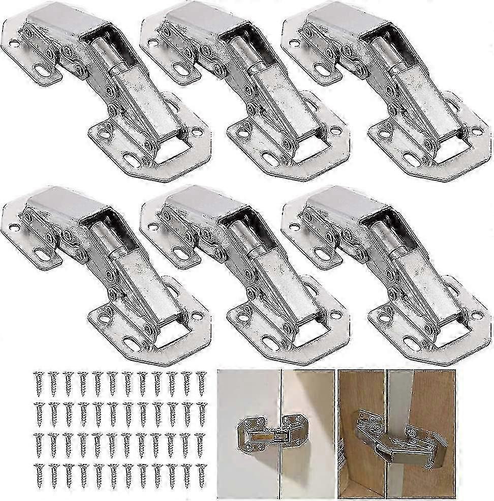 Hydraulic Soft-Close Concealed Hinges for Overlay Cabinet Doors, 6-Piece Set