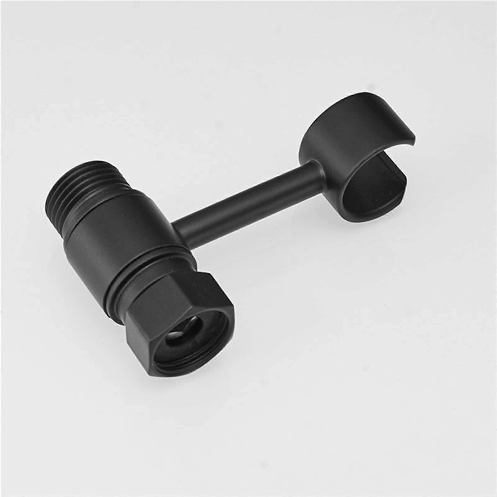 Black Brass Shower Holder with 360° Rotating Valve Attachment and Hose Connector for Bathroom