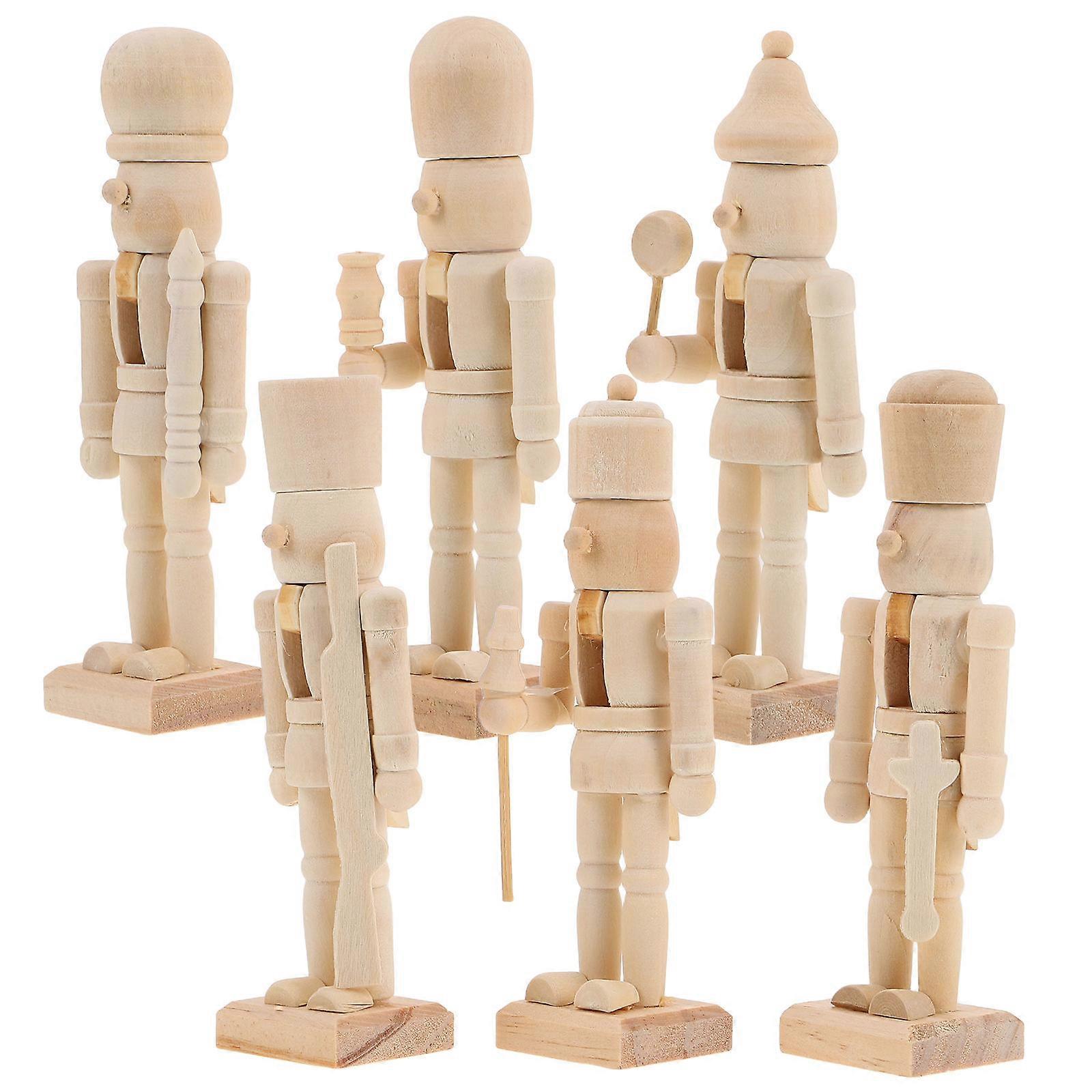 DIY Wooden Nutcracker Puppet for Christmas Decor 6Pcs Craft Kit