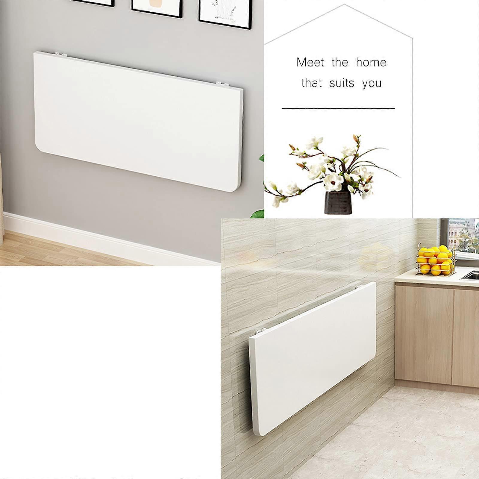 Heavy Duty Foldable Wall Mounted Workbench & Computer Desk White 90x30 Cm / 35x12 In For Small Spaces Adjustable