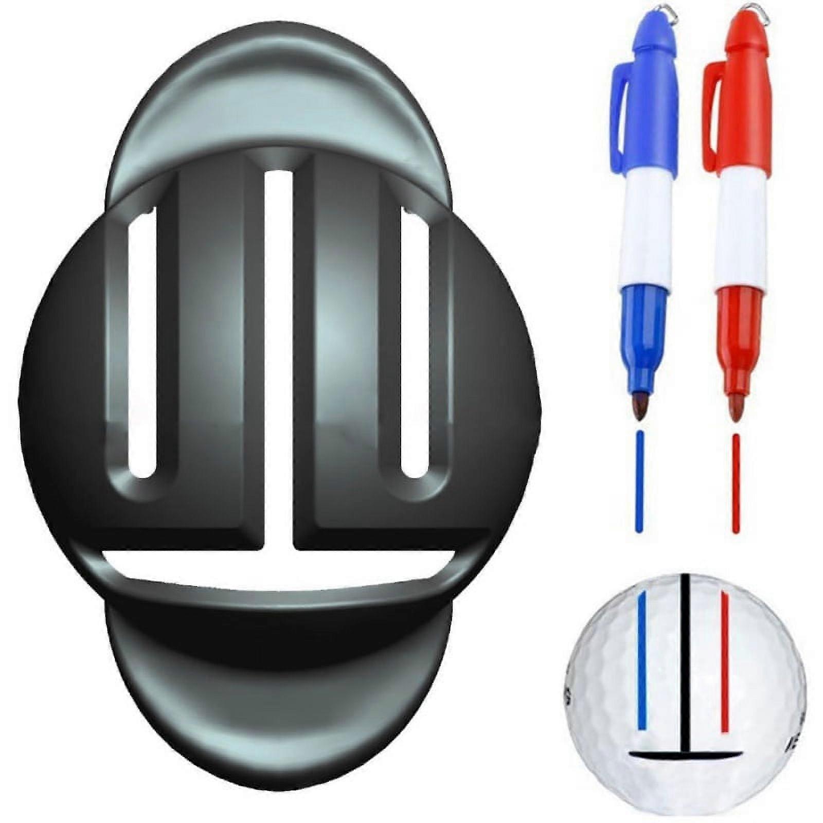 Golf Ball Line Marker Tool with 2 Pens, compatible with Triple Track - Alignment Drawing Template for Putting Practice