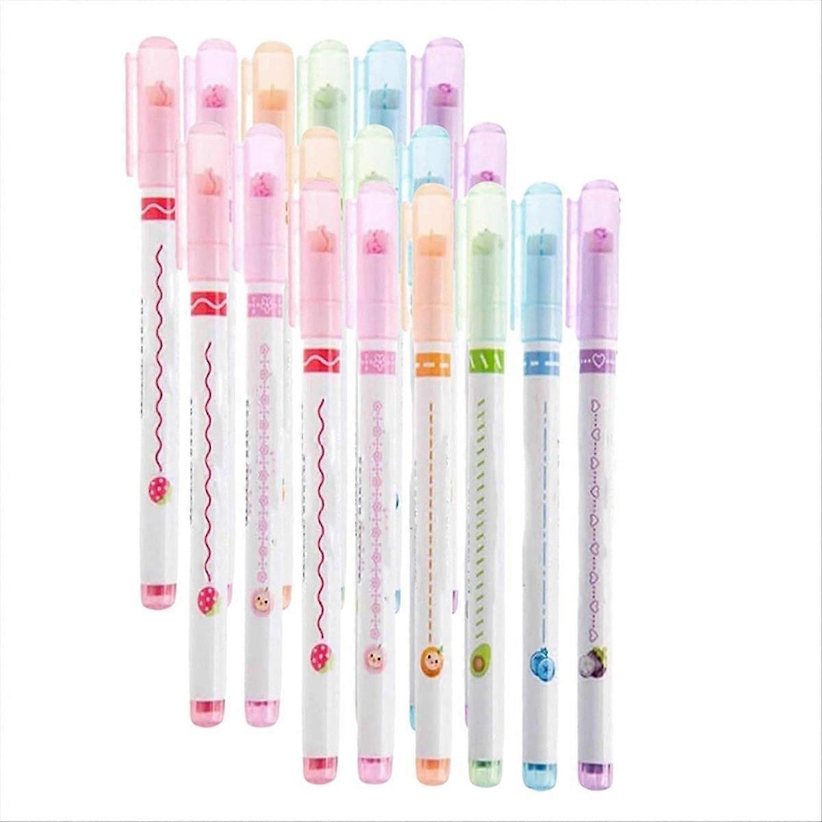 18PCS 6 Border Pen, Curve Highlighter Pen